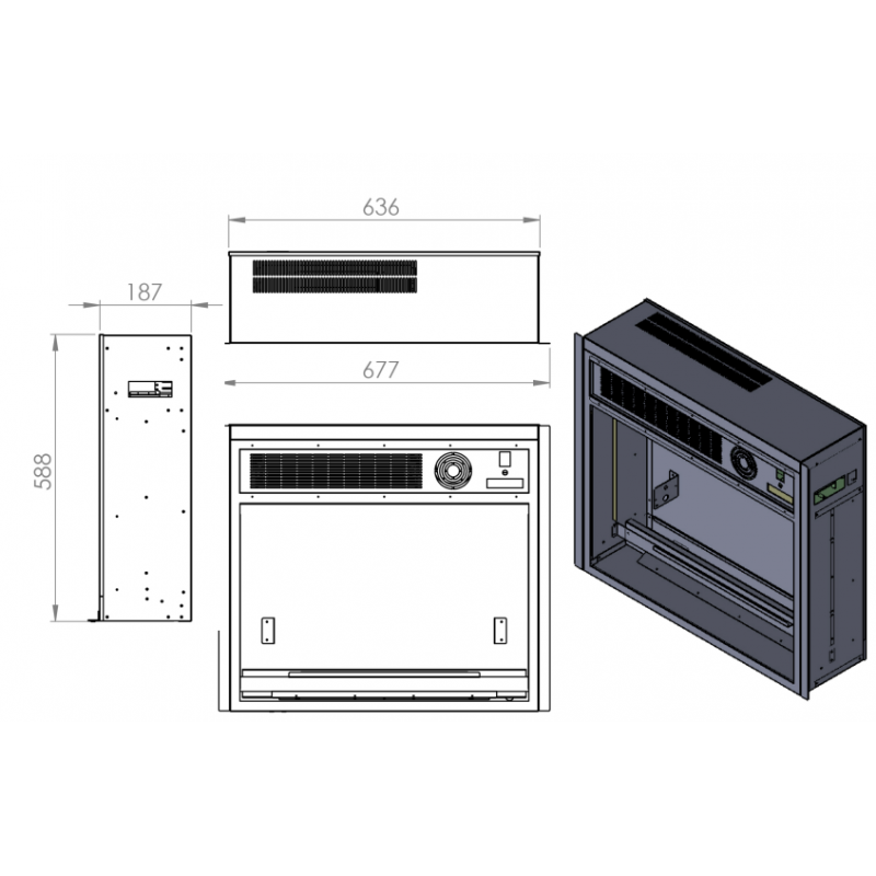 HBM3000AL Heatbox Elektirikli Fanlı Şömine 3000 wat (110x34x87) Bluetooth Ses Efektli - 1